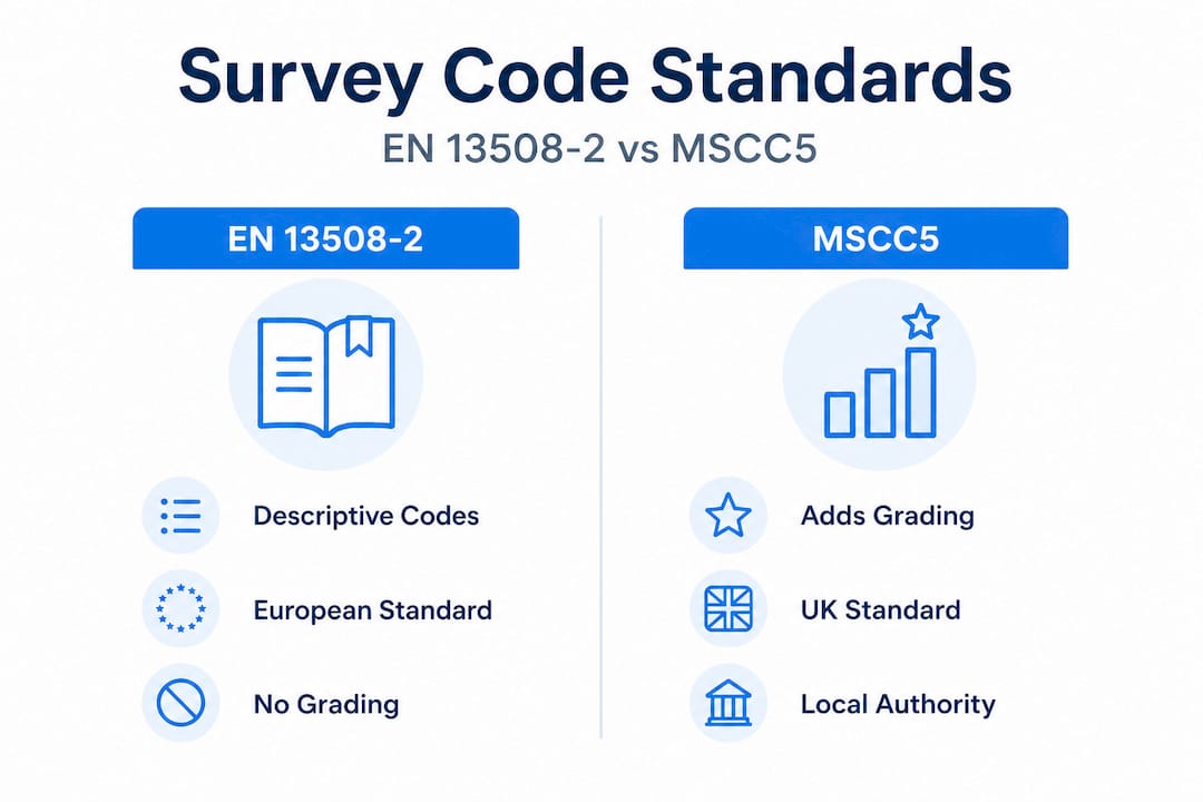 Infographic comparing EN 13508-2 and MSCC5 standards