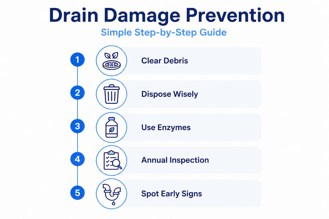 Infographic listing steps for drain maintenance