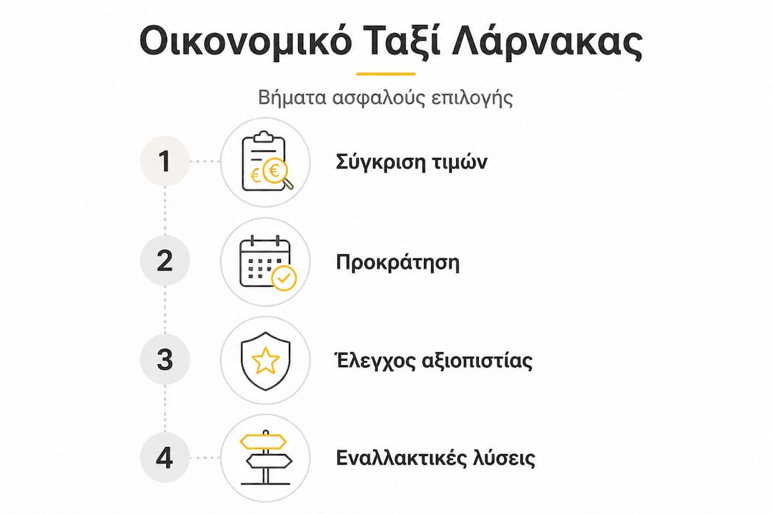 Δείτε σε ένα εύχρηστο infographic πώς να επιλέξετε το κατάλληλο ταξί, βήμα προς βήμα.