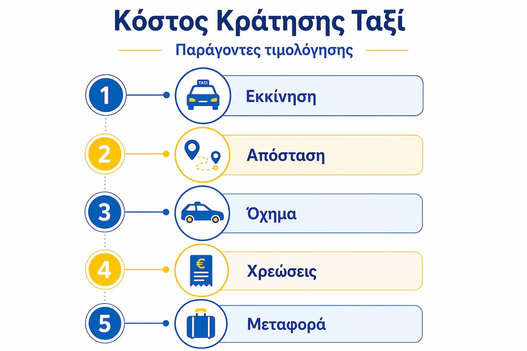 Γραφικό που παρουσιάζει τους παράγοντες που επηρεάζουν το κόστος της διαδρομής με ταξί