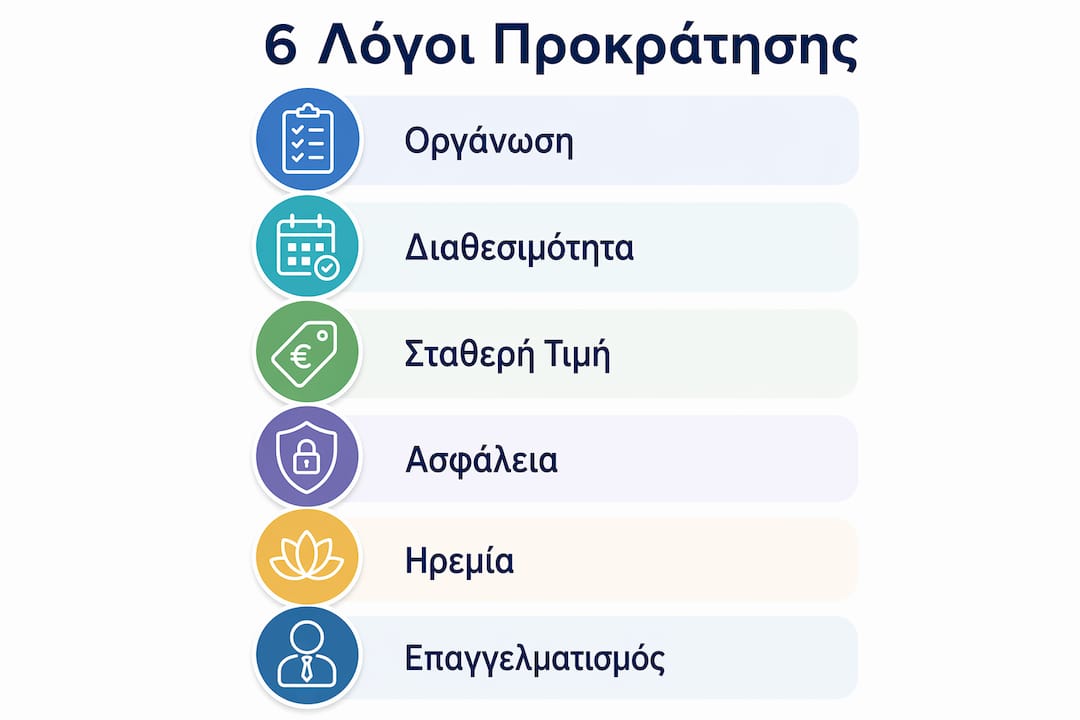 Γραφικό με έξι βασικούς λόγους για να κλείσετε ταξί εκ των προτέρων