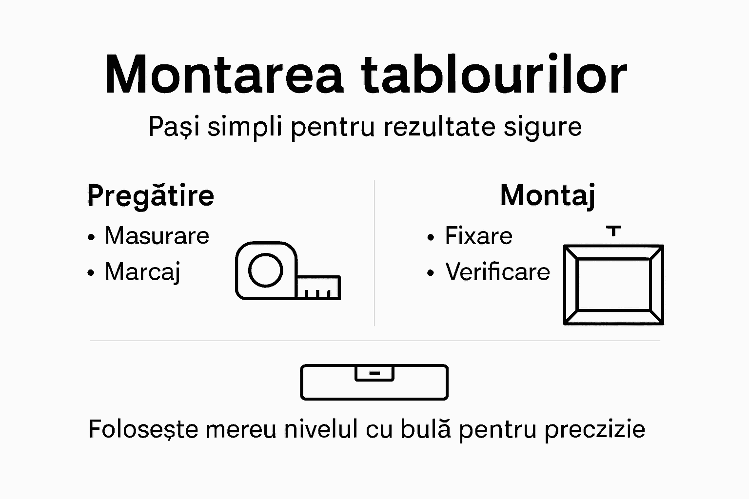 Infografic: cum să îți montezi corect tablourile – pași simpli pentru un rezultat perfect
