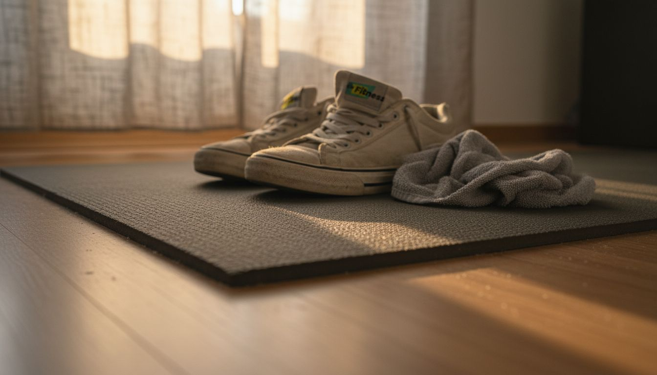 Saltea de fitness cu o textură bine definită, așezată pe podea
