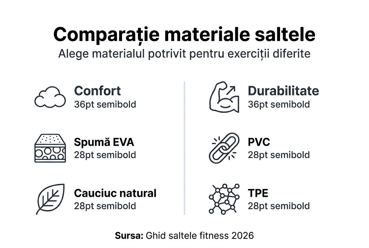 Infografic: Avantajele și dezavantajele principalelor tipuri de materiale pentru saltele de fitness