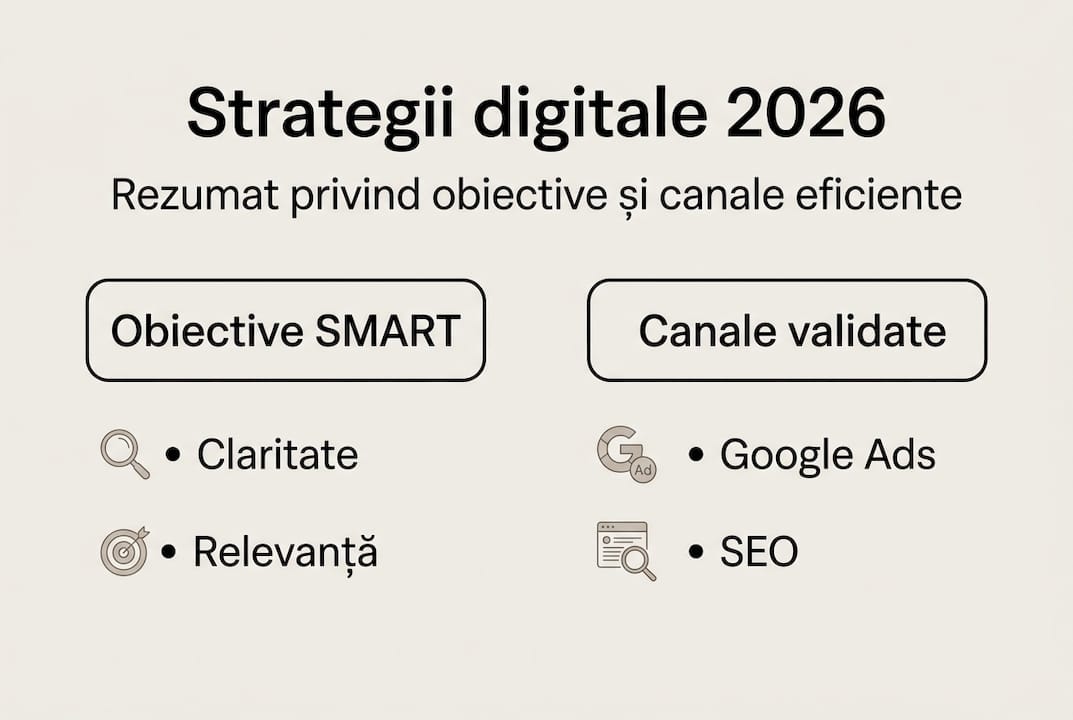 Infografic: principalele strategii digitale, obiectivele urmărite și canalele folosite