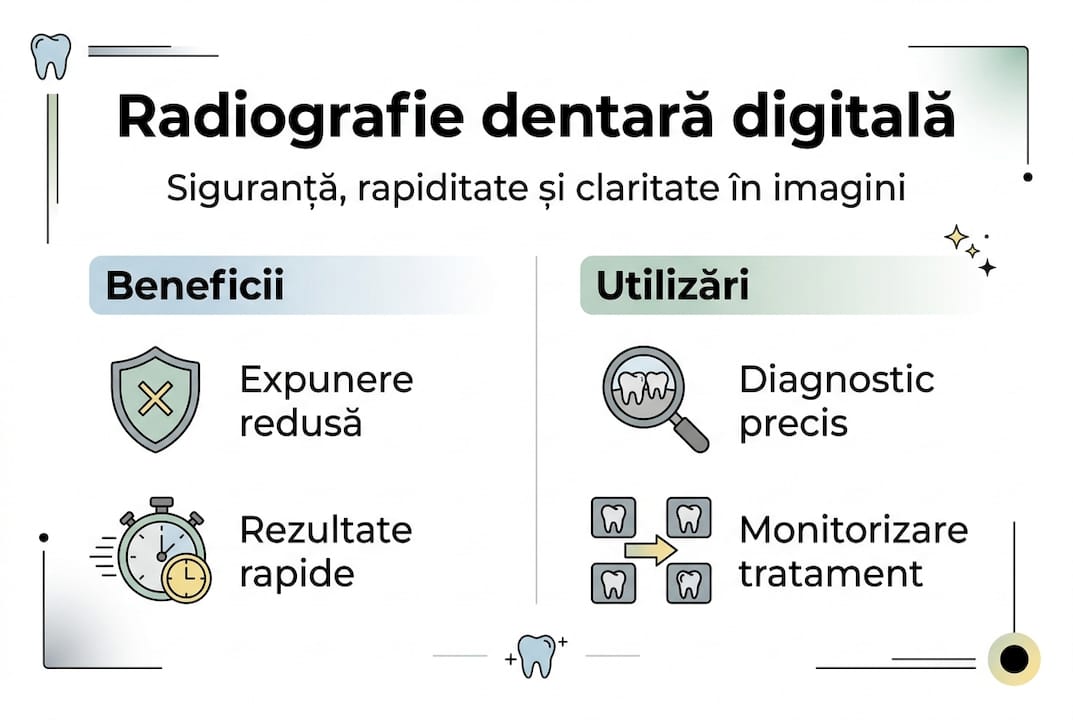 Infografic: Beneficiile și principalele întrebuințări ale radiografiei dentare digitale