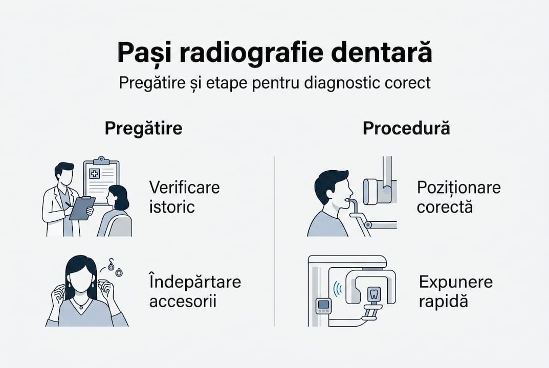 Infografic: etapele esențiale ale realizării unei radiografii dentare