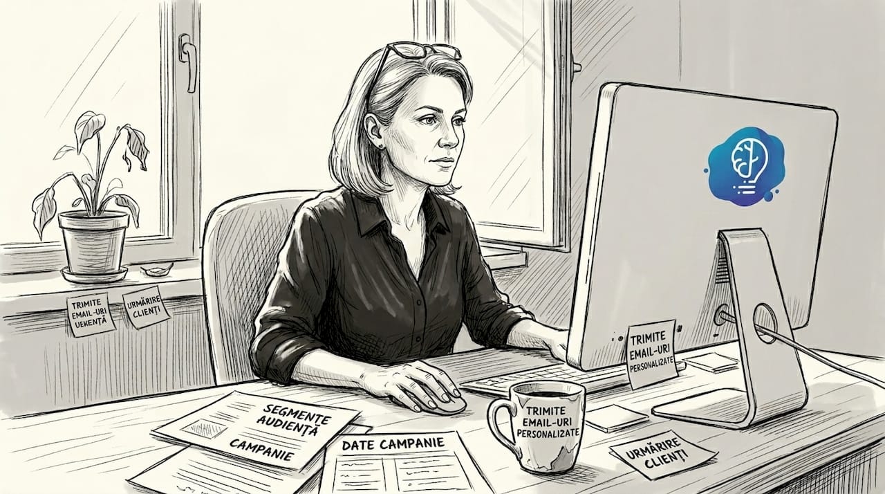 Un specialist își adaptează campaniile de email direct de la birou, pentru a le face cât mai relevante pentru fiecare client.