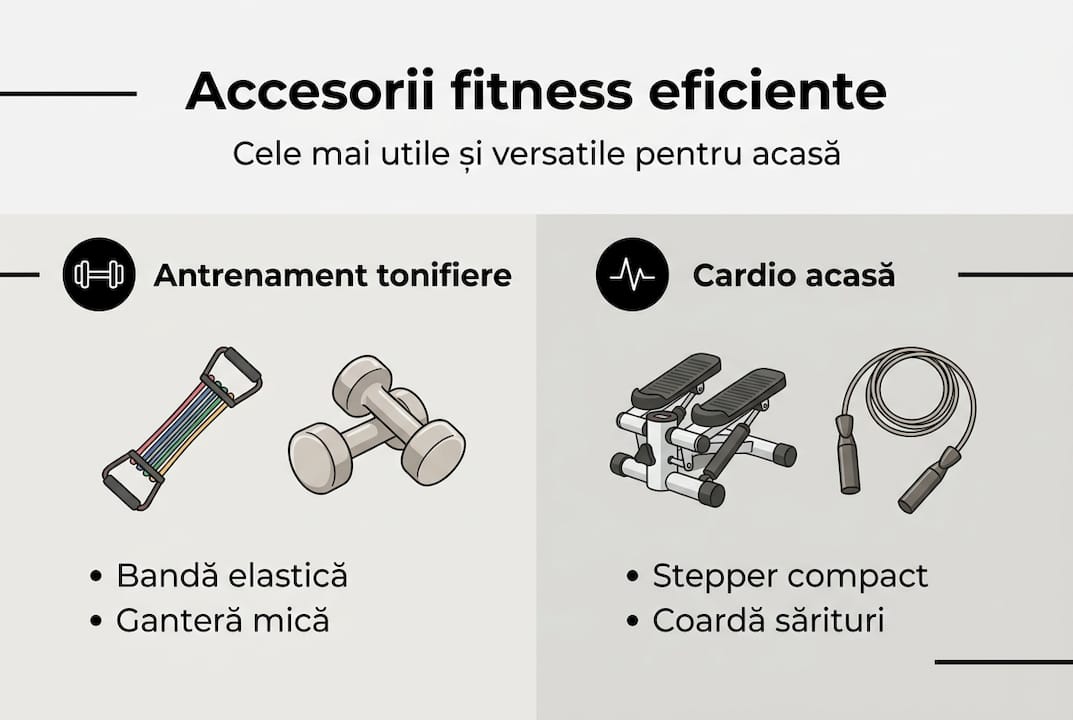 Infografic: cele mai utile accesorii pentru antrenamente eficiente acasă