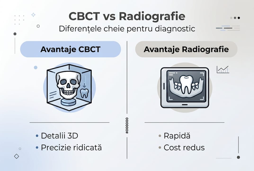 Infografic: CBCT versus radiografia tradițională – o comparație detaliată