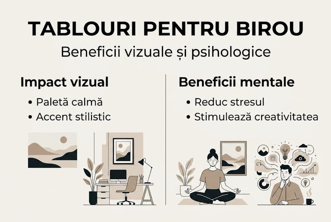 Infografic: De ce contează tablourile în amenajarea biroului