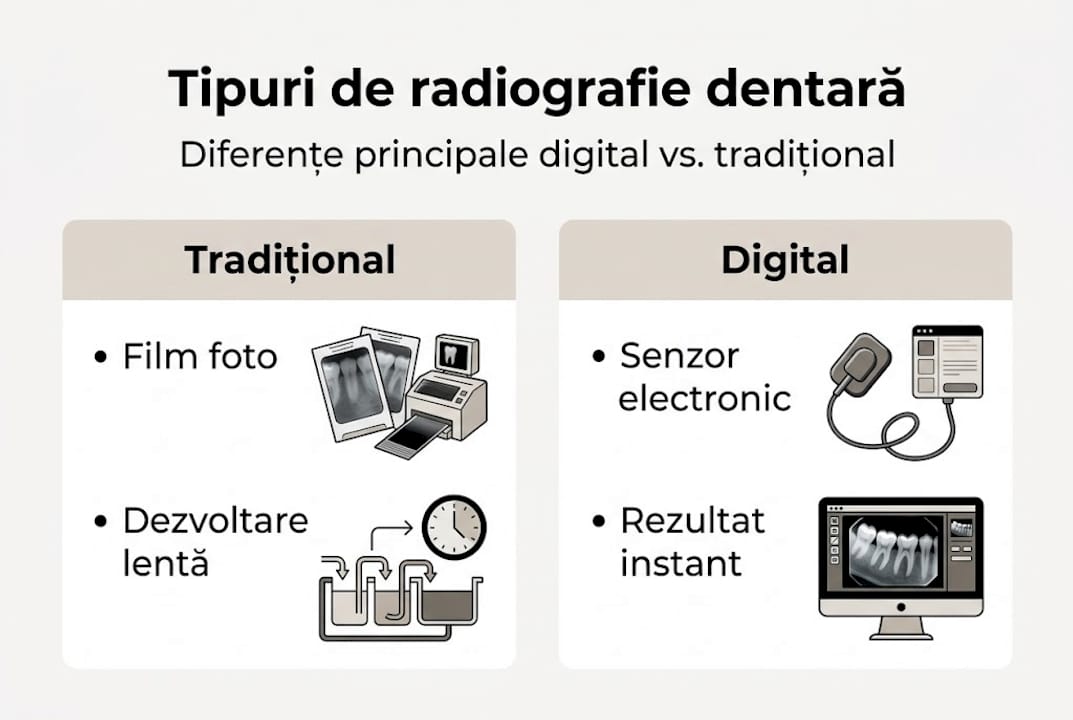 Infografic: principalele diferențe dintre radiografia digitală și cea convențională