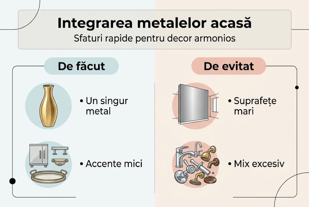 Infografic: cum să integrezi metalele în amenajarea locuinței, pas cu pas