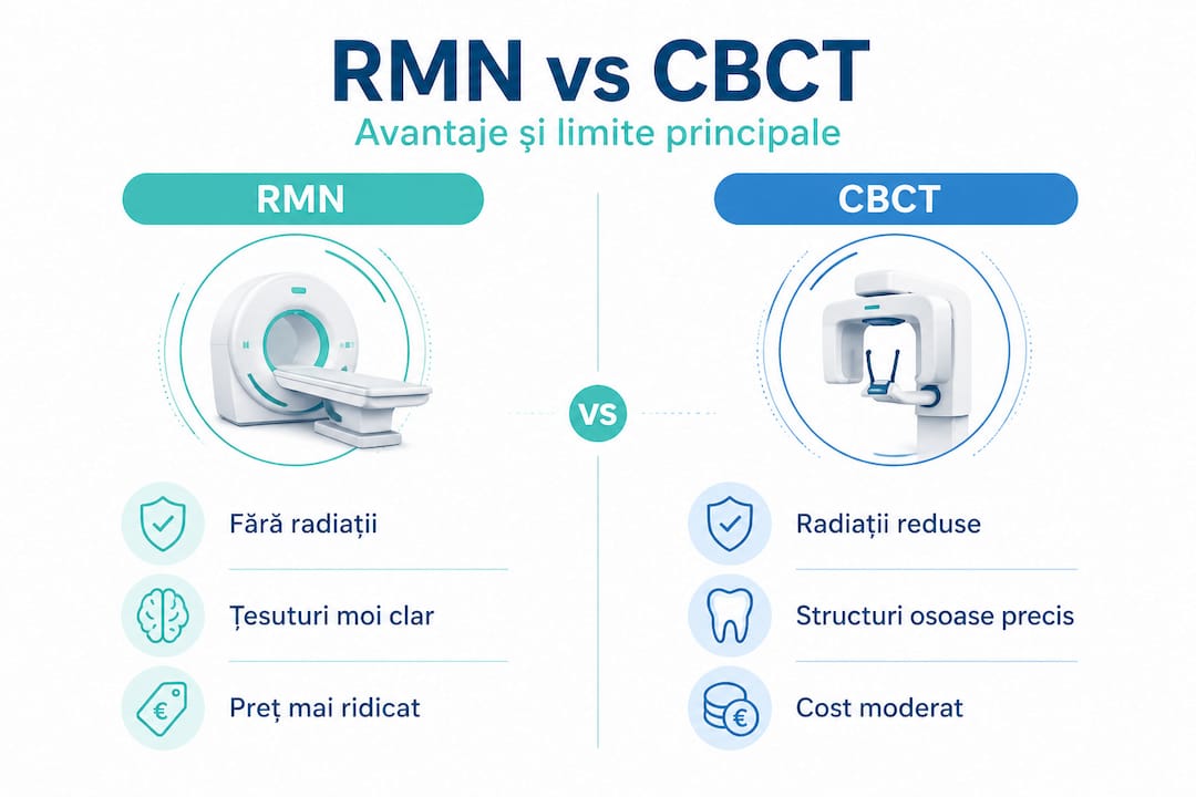Infografic: diferențe și asemănări între RMN și CBCT în imagistica dentară