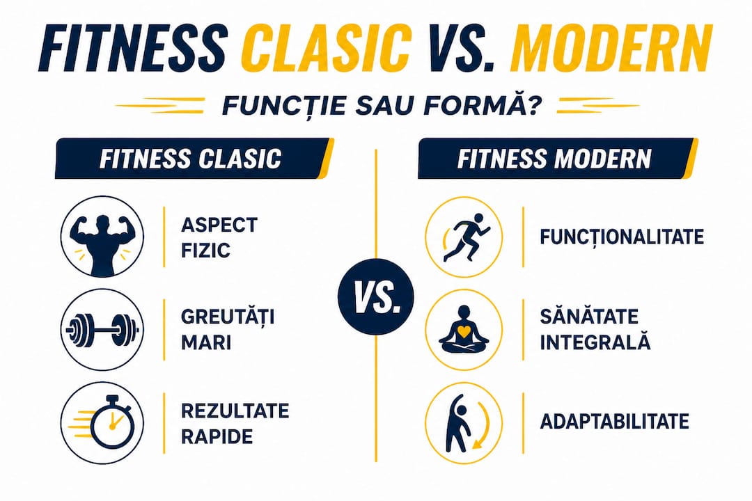 Infografic: diferențele dintre antrenamentele clasice și cele moderne
