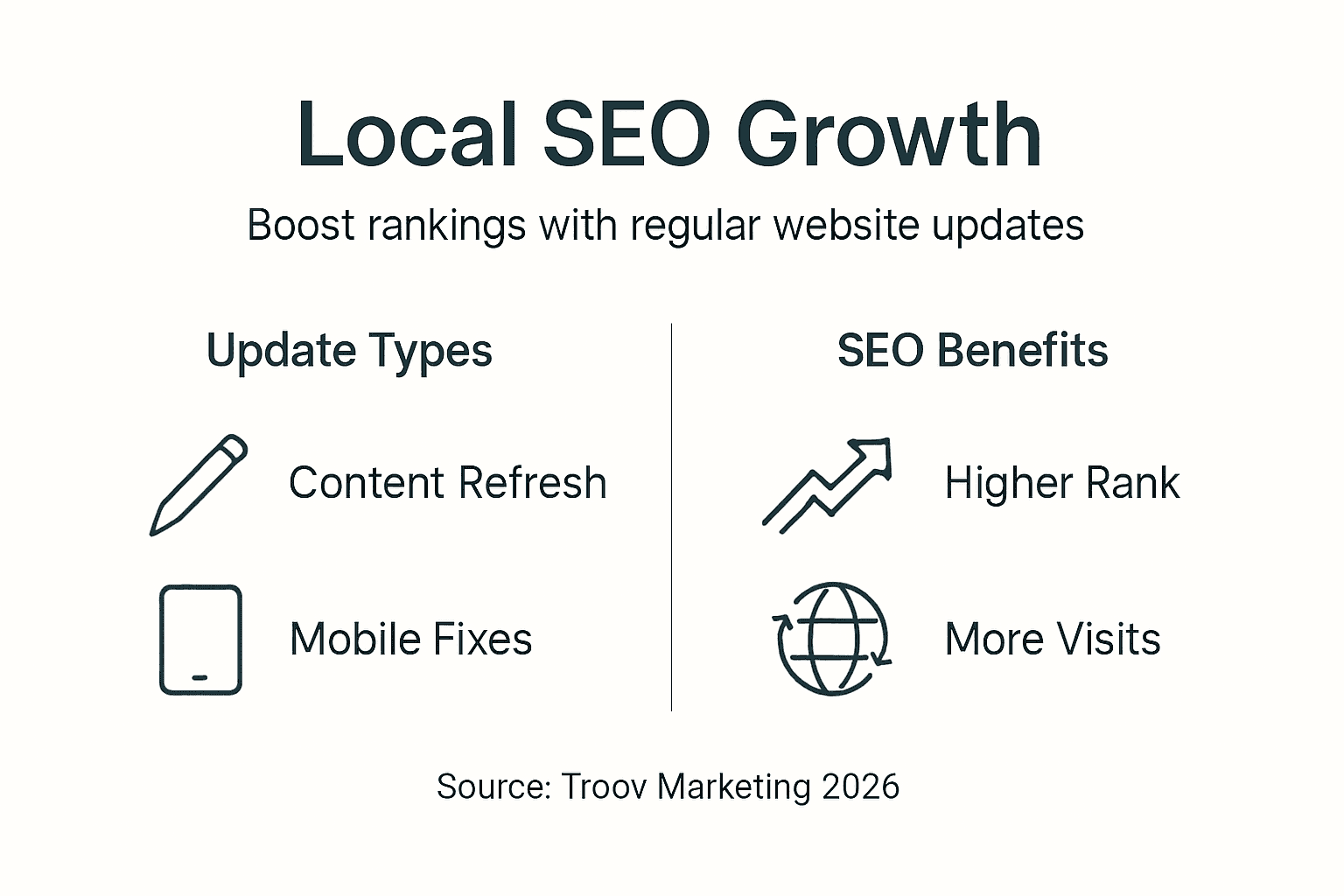 Infographic with website update types and SEO benefits