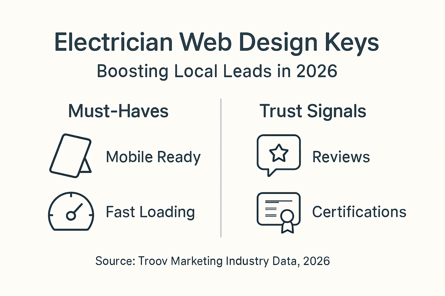 Infographic showing key electrician website elements