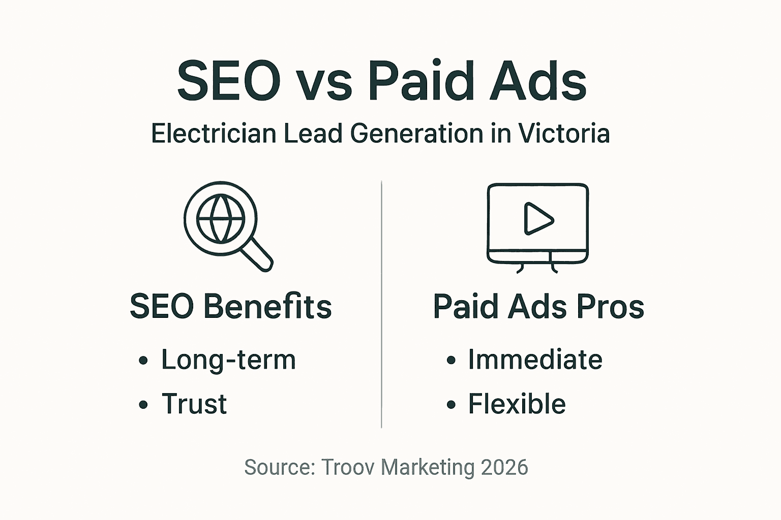 Comparison infographic: SEO and paid ads