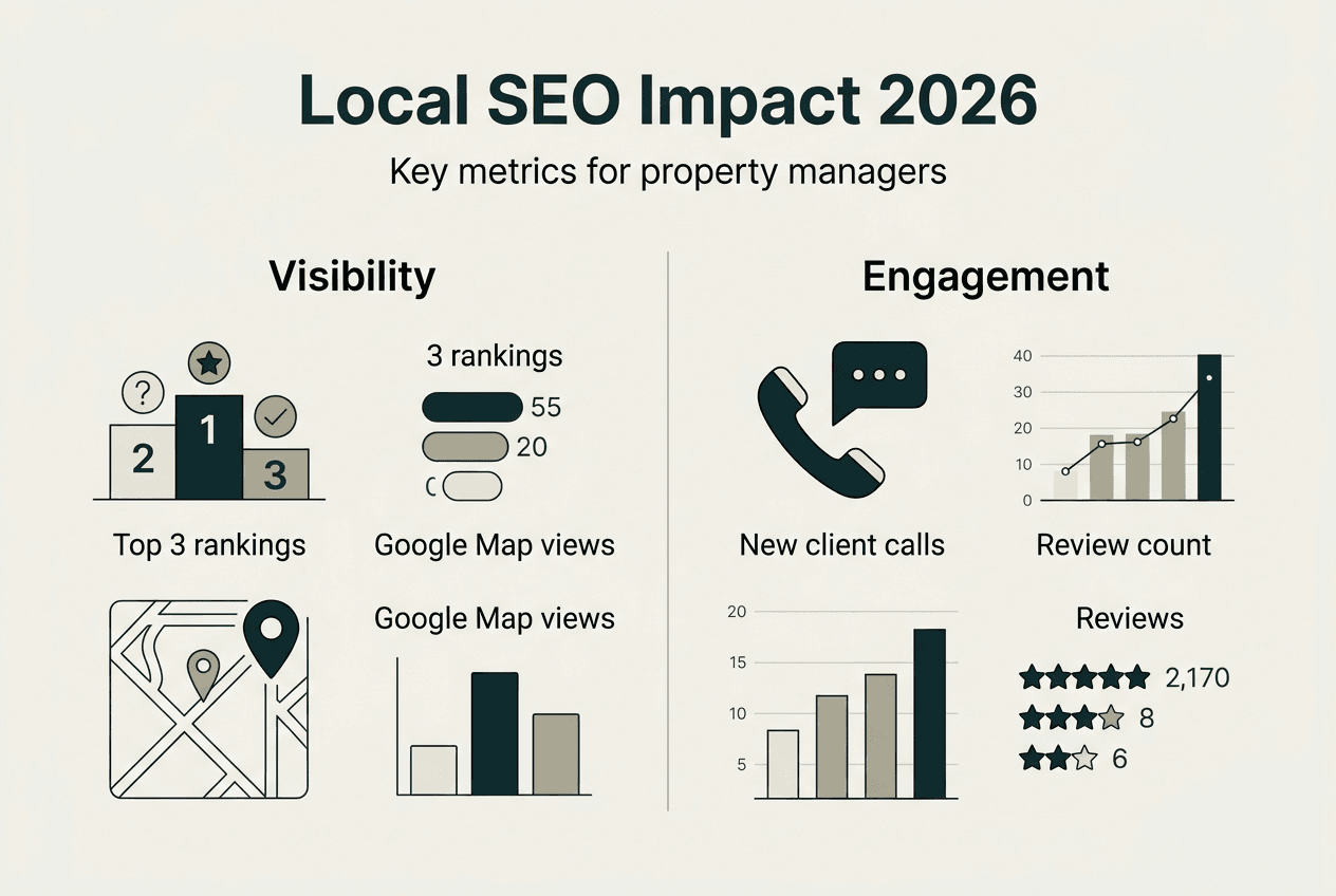 Infographic with local SEO metrics for property managers