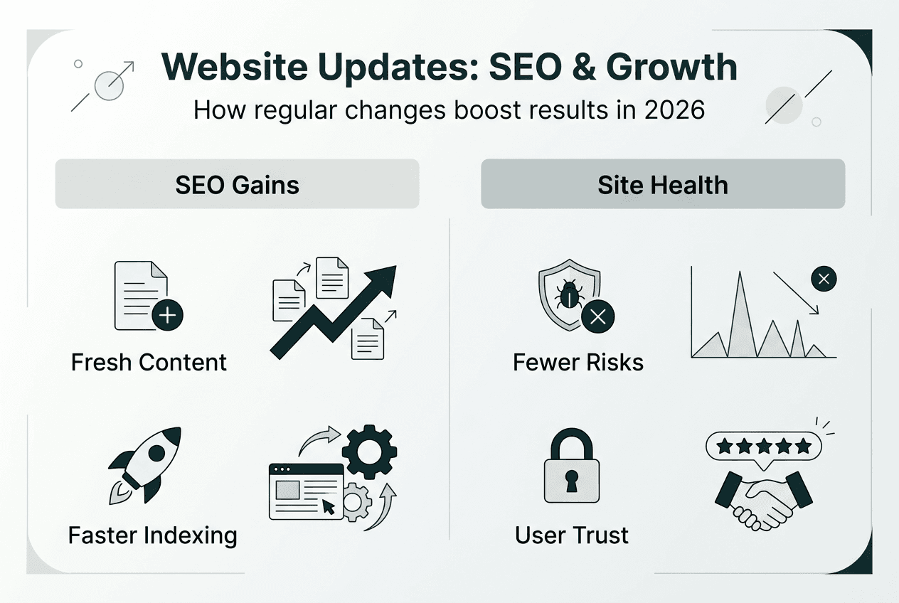 Infographic with SEO growth and update benefits