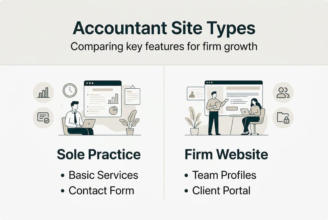 Infographic comparing accountant website types