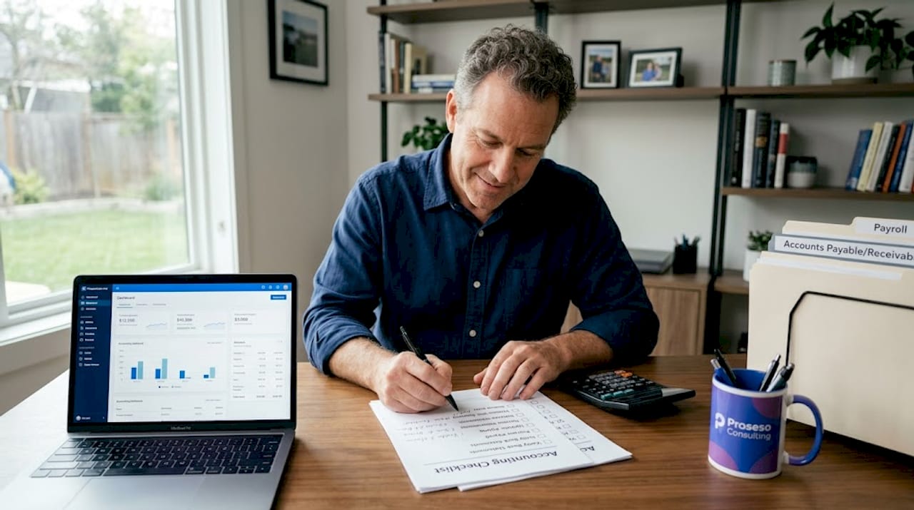 SME owner preparing accounting processes