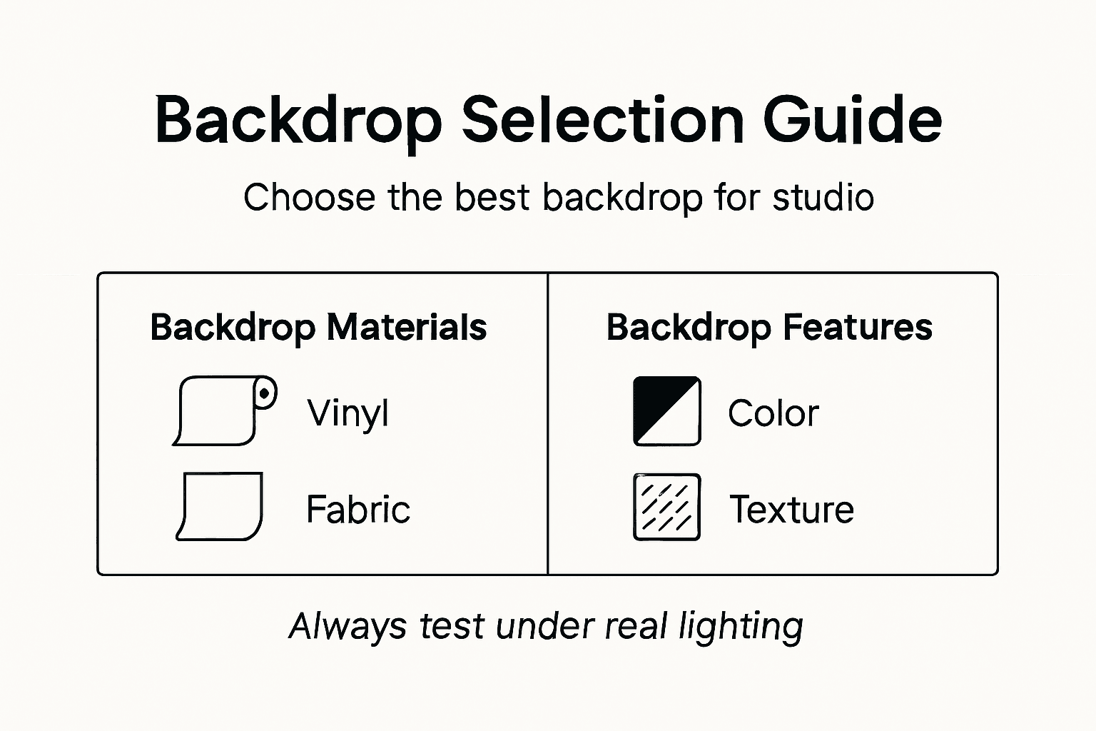 Infographic on backdrop selection criteria