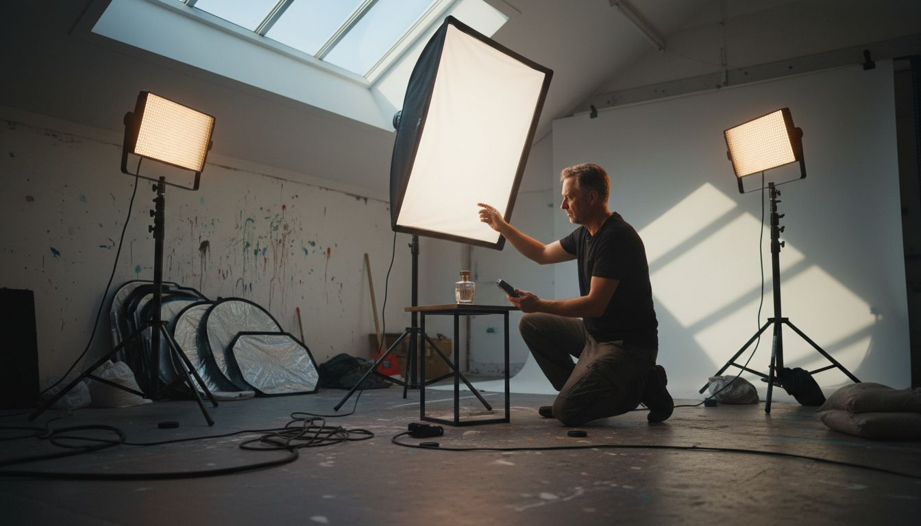 Lighting setup for product photography studio