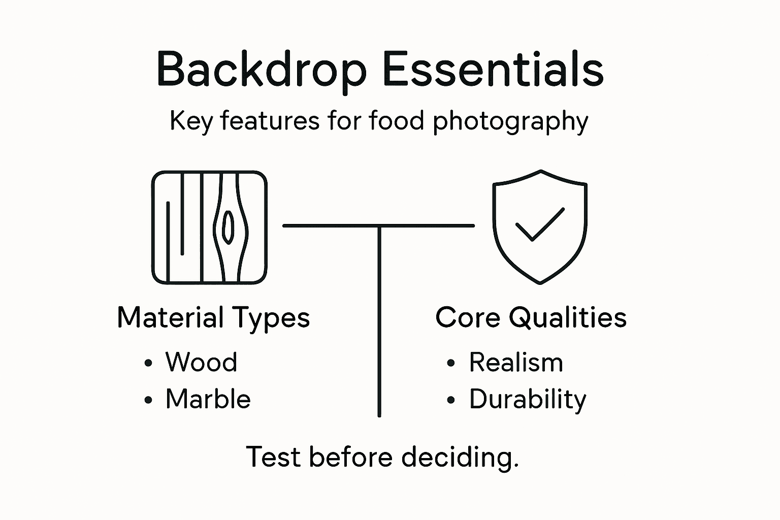 Infographic on key backdrop features and materials