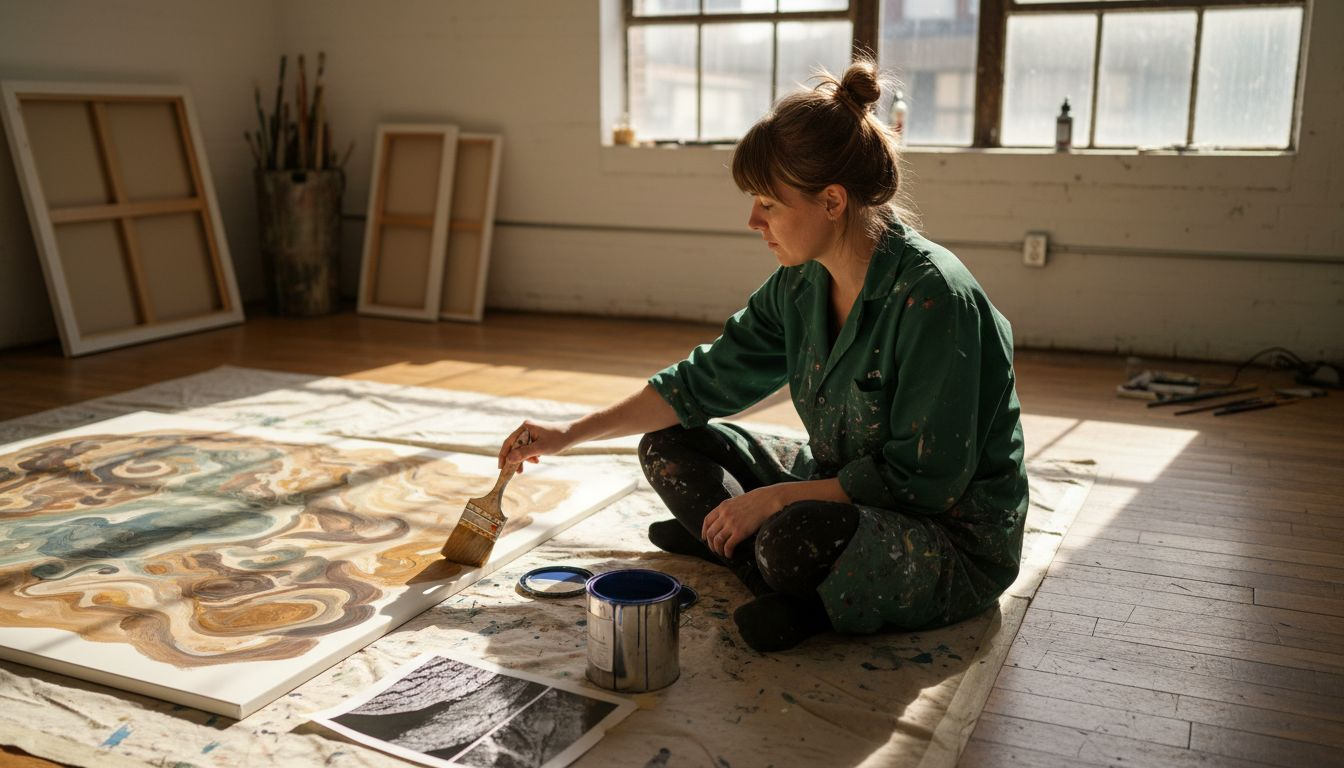 Artist painting texture on canvas photography backdrop