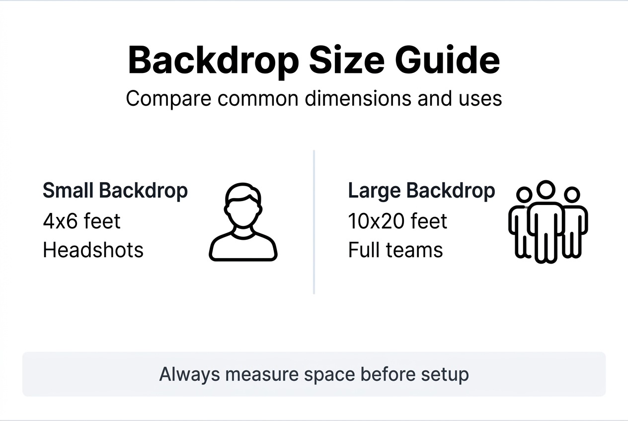 Infographic compares small and large backdrop sizes