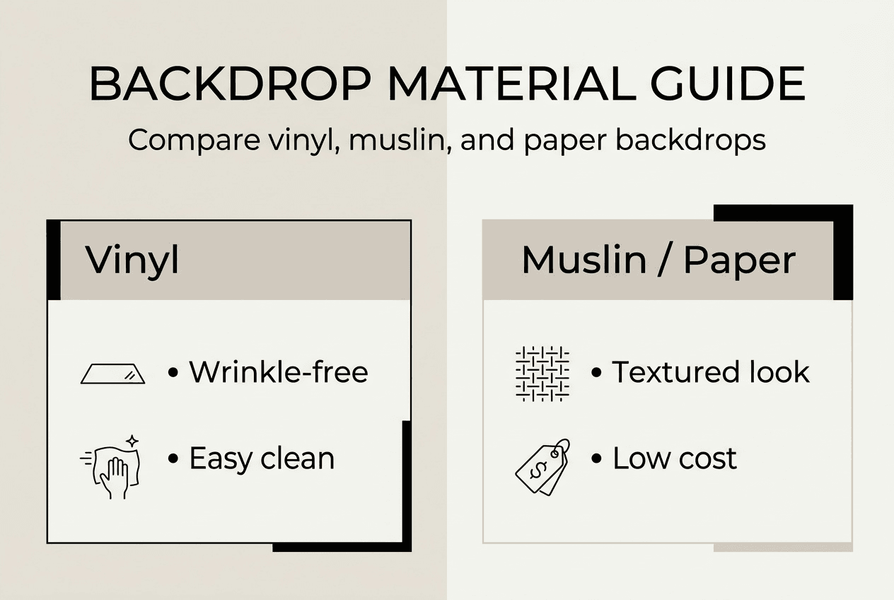 Infographic comparing backdrop materials