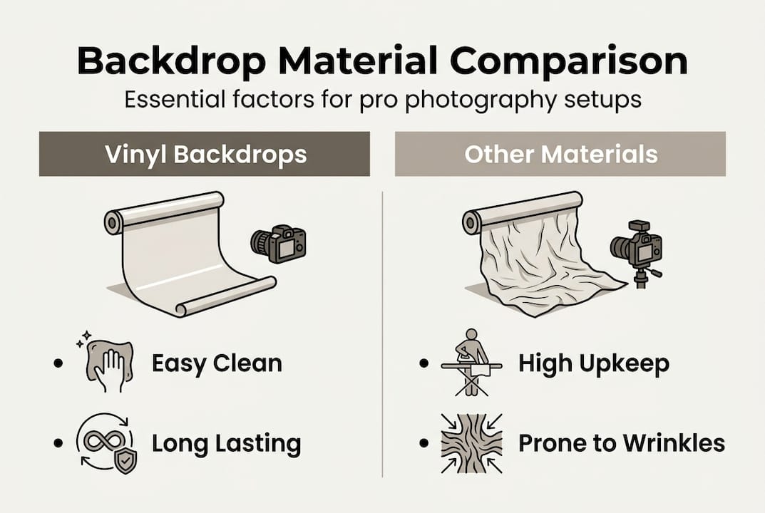 Infographic comparing vinyl and other backdrops