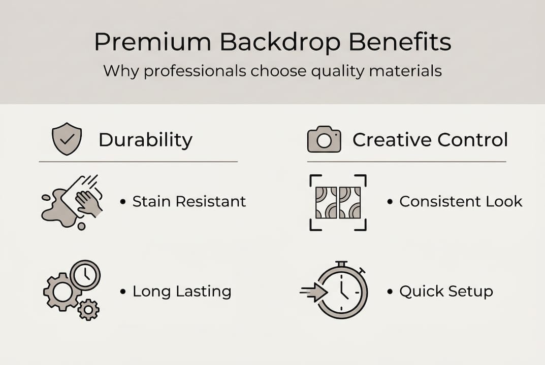 Infographic outlining premium backdrop benefits