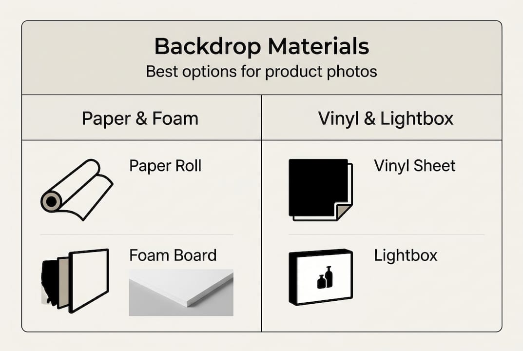 Infographic comparing common backdrop materials