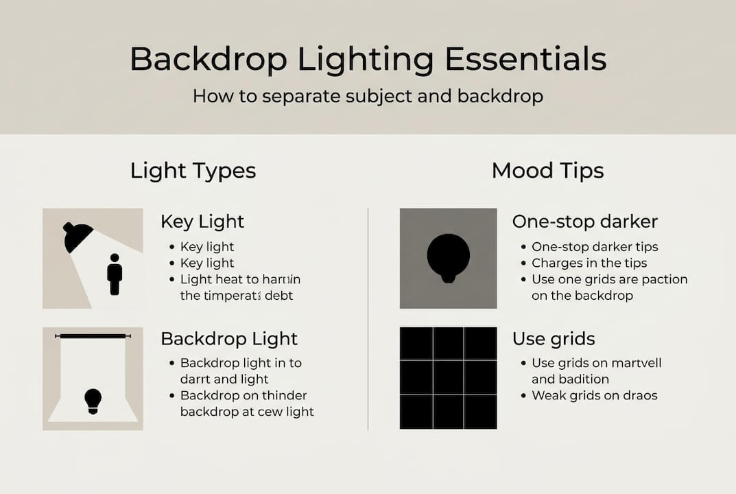 Infographic showing lighting tips for backdrops