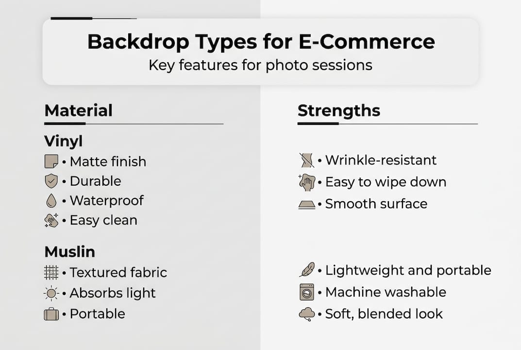 Infographic comparing e-commerce backdrop types