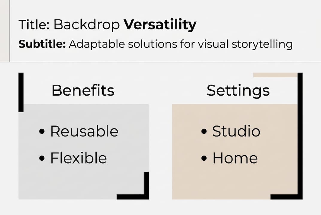 Infographic on backdrop versatility benefits and settings