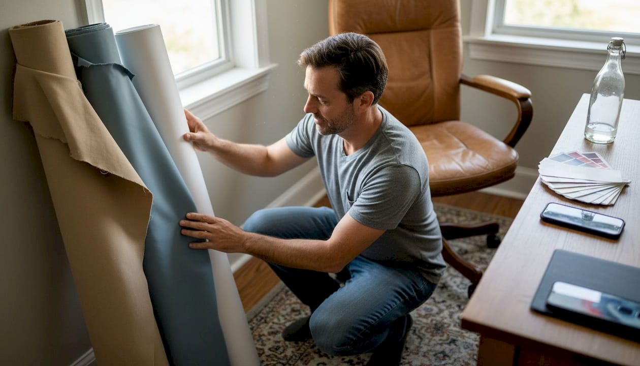 Assistant comparing different backdrop materials