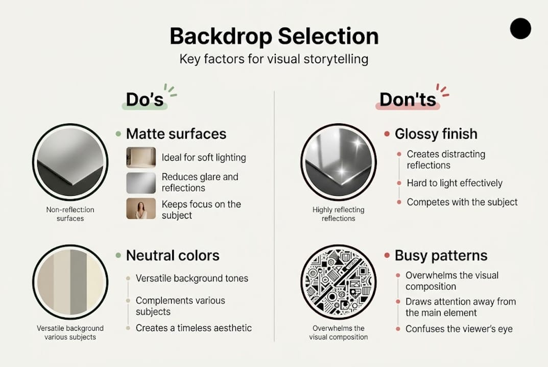 Infographic shows do's and don'ts for backdrops