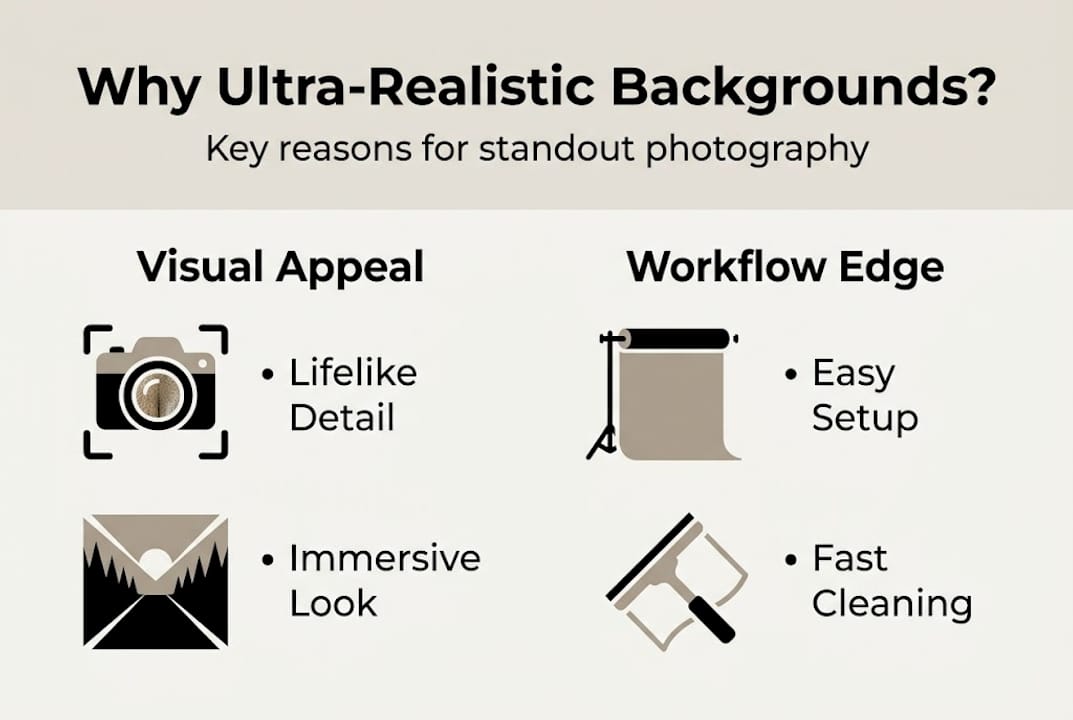 Infographic on ultra-realistic background benefits