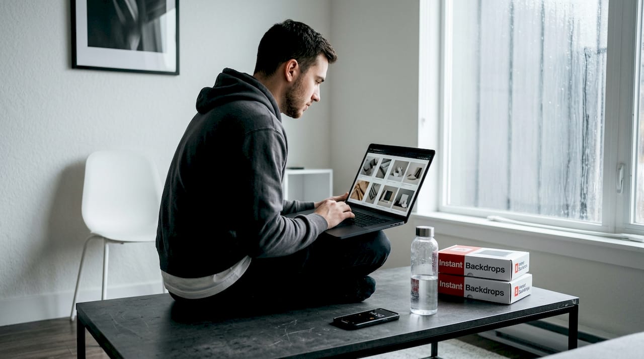 Seller reviews product photos for workflow