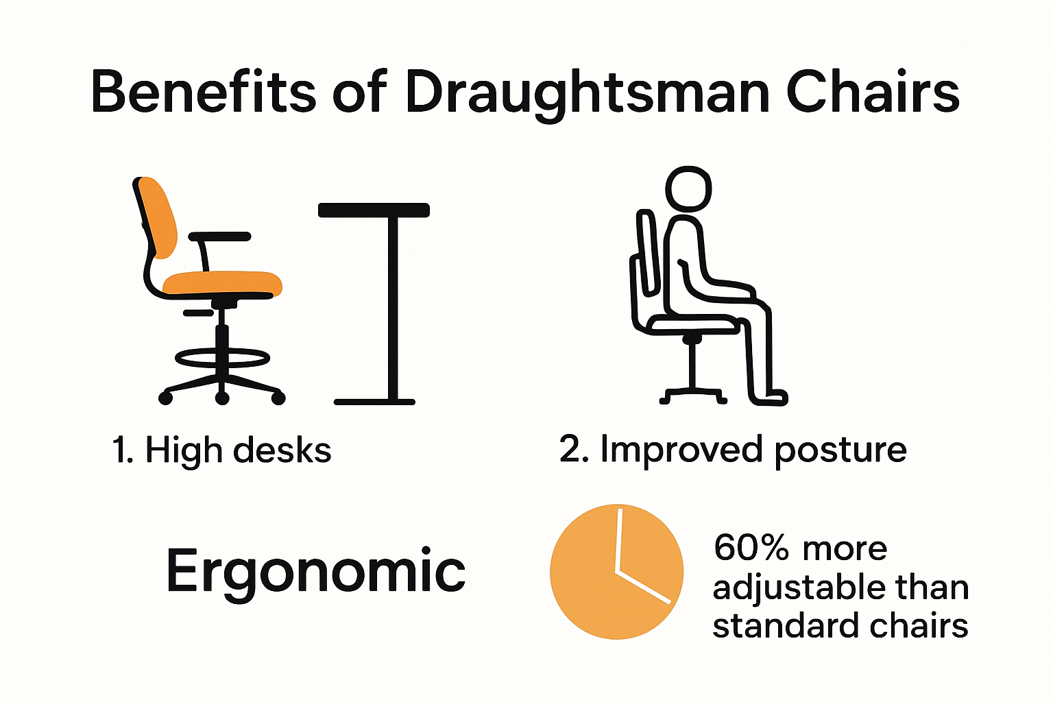 Infographic highlighting draughtsman chair uses and benefits