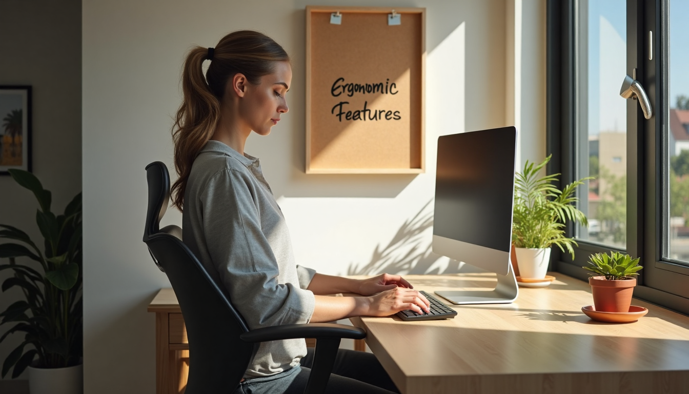 Young professional adjusts ergonomic chair in home office