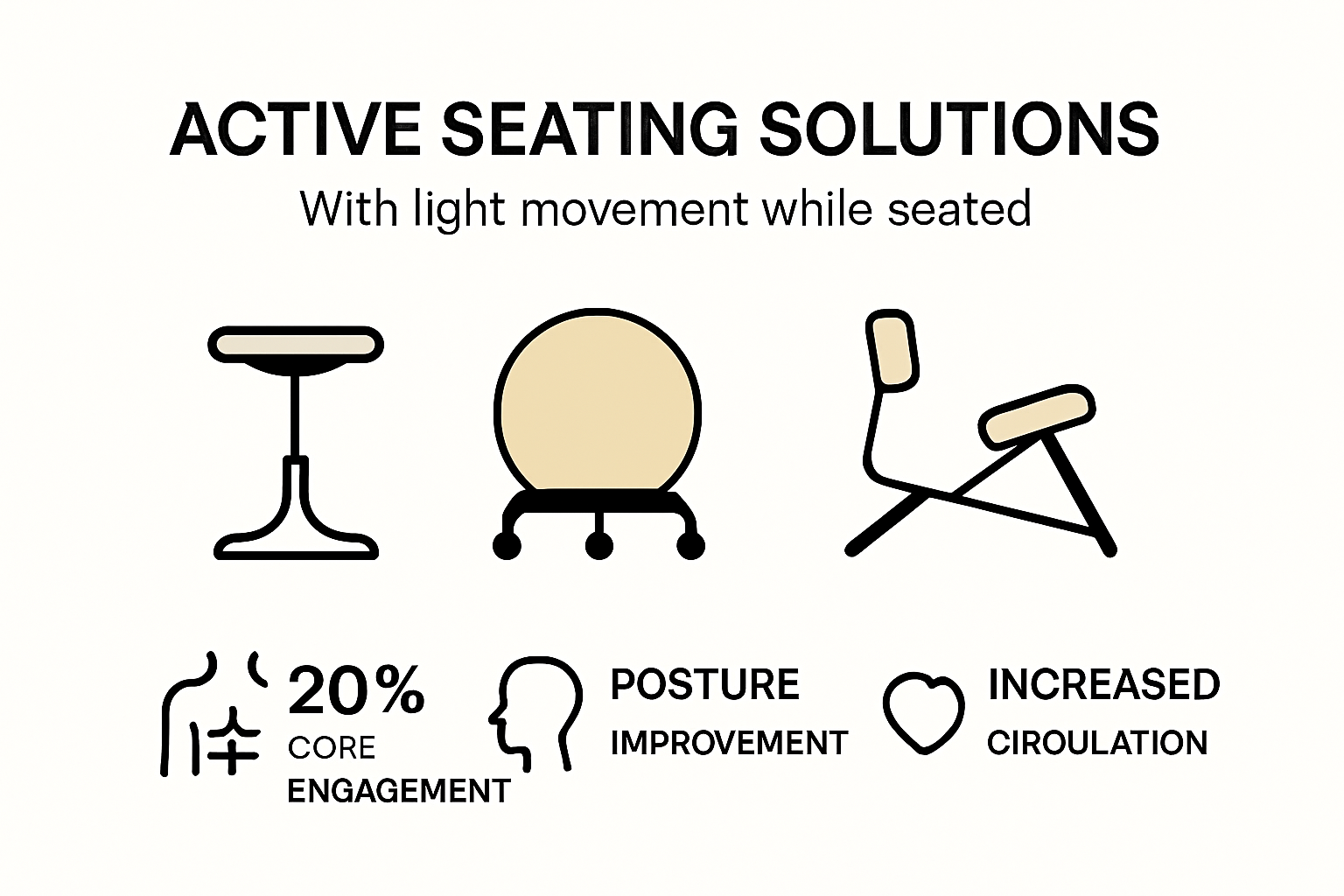 Infographic illustrating key benefits of active seating solutions