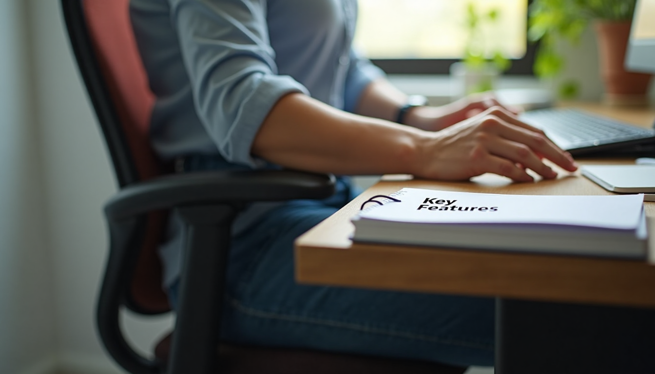 Person adjusting ergonomic office chair features
