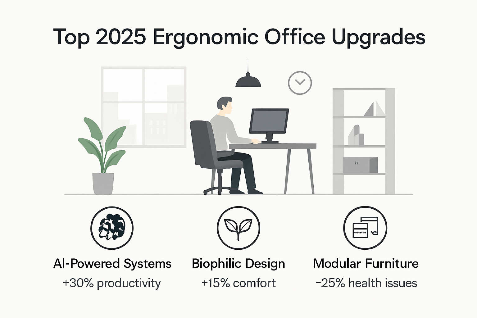 Infographic showing 2025 ergonomic office upgrades comparison