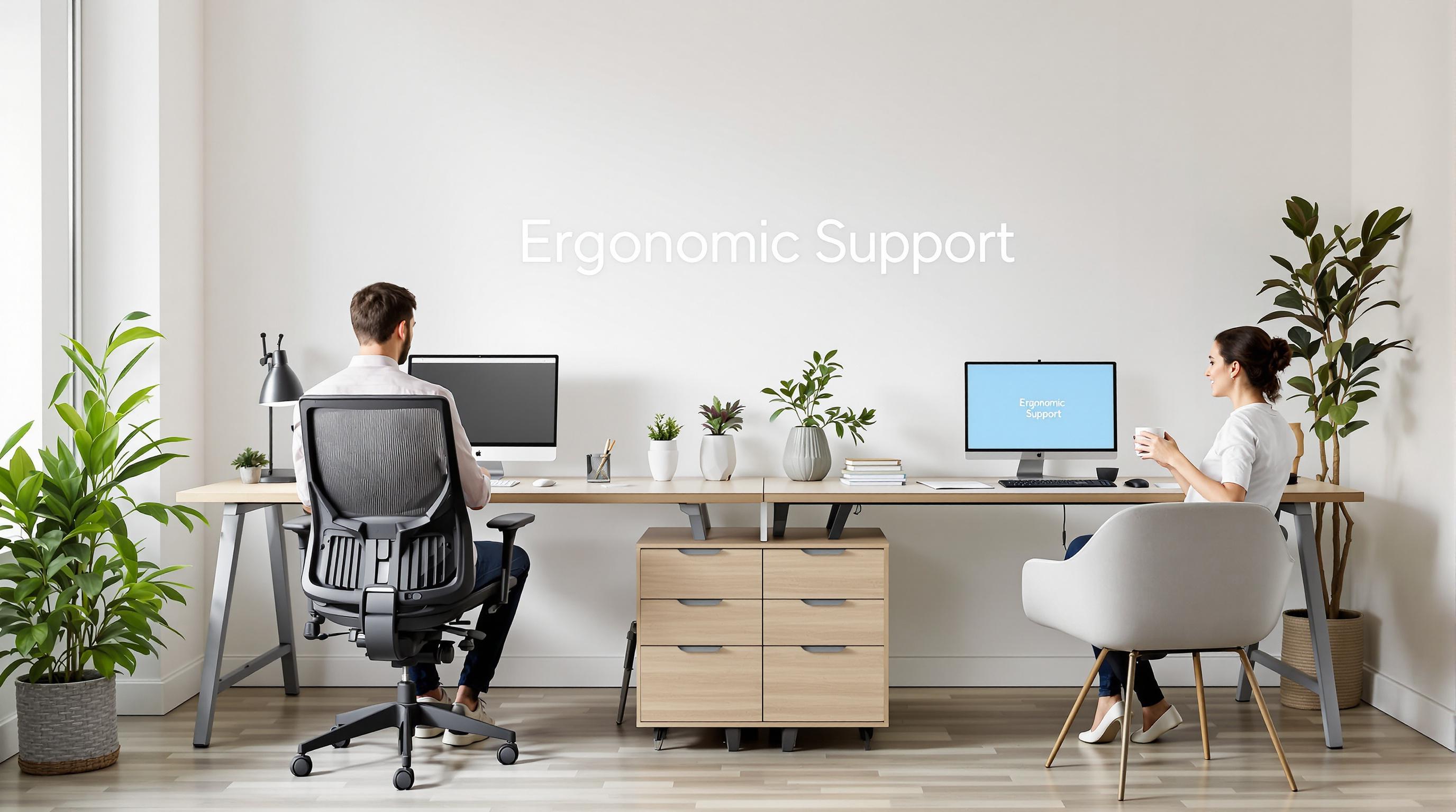 Professional workspace with task chair and side chair in use