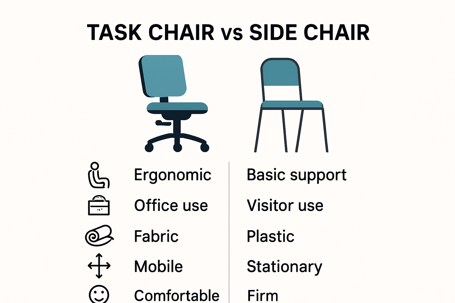 Infographic comparing task chairs and side chairs