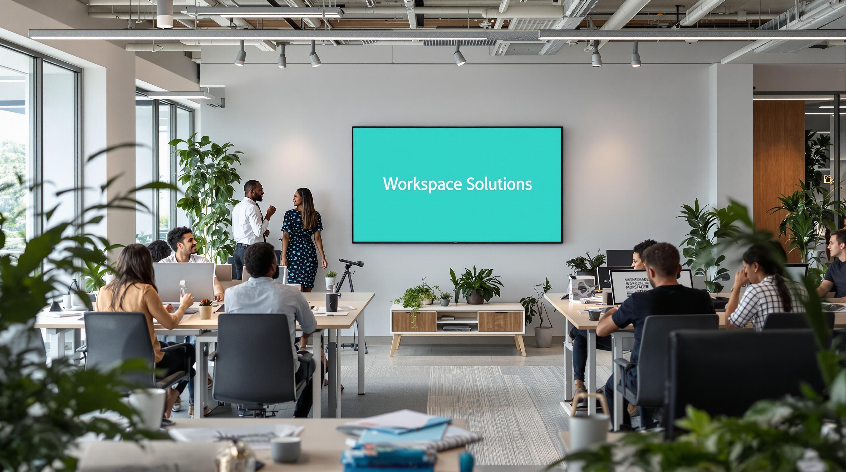 Open African office with modular furniture and collaborative team